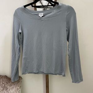 Armani Collezioni Gray Fitted Long Sleeve Tee